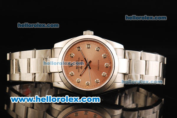 Rolex Air King Automatic Movement Full Steel with Rose Gold Dial and Diamond Markers - Click Image to Close